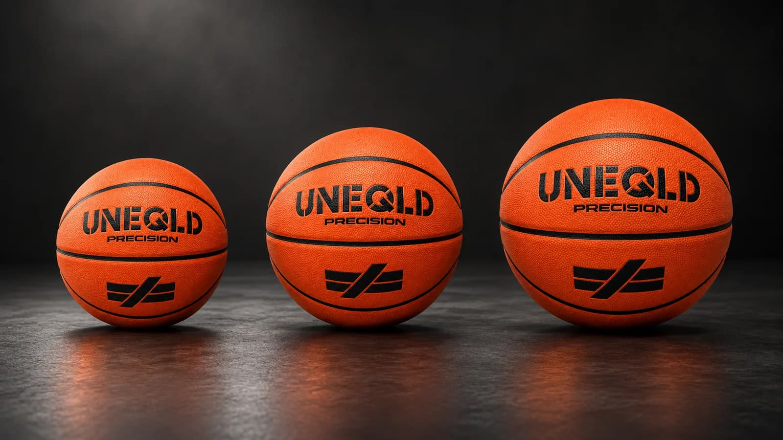 UNEQLD Precision basketballs in sizes 5, 6 and 7